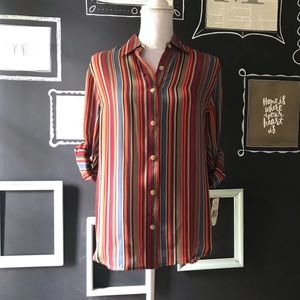 Lauren Ralph Lauren 100% Silk Roll-Tab Blouse